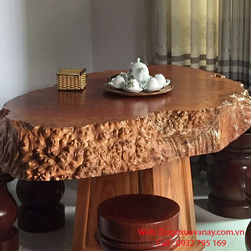 Bộ bàn ăn gốc cây gỗ đỏ